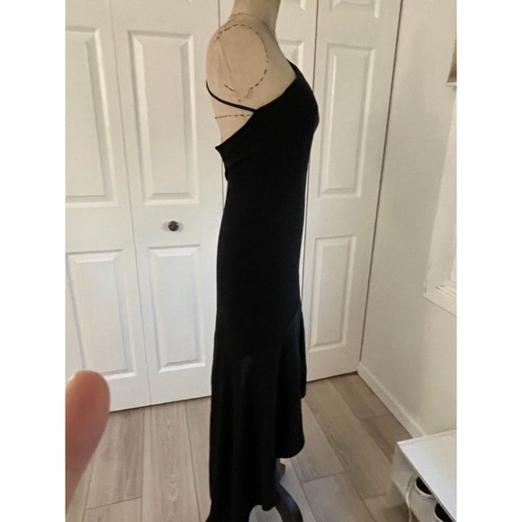 Vintage 90's Nicole Bakti Cocktail Dress One Shoulder Asymmetrical Hem Black XS - Picture 5 of 16